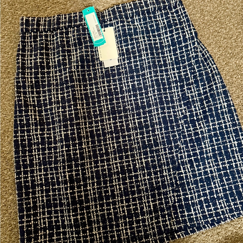 Skies Are Blue Navy and White Tweed Pencil Skirt stitch fix